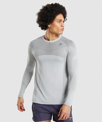 Pánské Long Sleeve Gymshark Apex Seamless Světle Šedé Černé Šedé | CZ 2640WNB